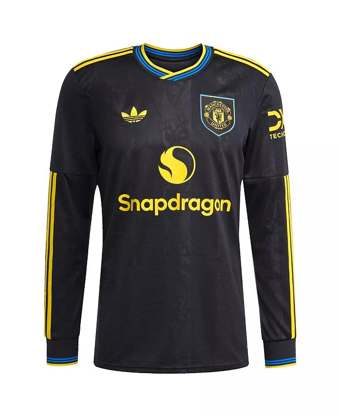 Men'S Bruno Fernandes Black Manchester United 2025/26 Third Replica Long Sleeve Player Jersey