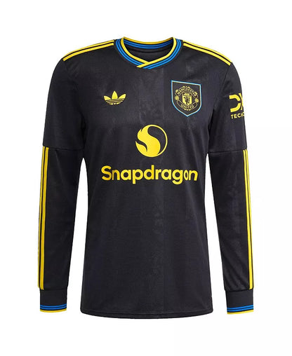 Men'S Bruno Fernandes Black Manchester United 2025/26 Third Replica Long Sleeve Player Jersey